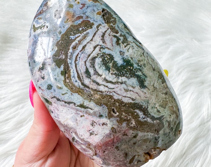 Ocean Jasper with Blue chalcedony crystal freeform healing crystal home decor