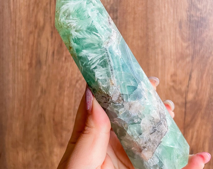 Fluorite crystal towers healing crystal home decoration | premium snowflake fluorite crystal tower