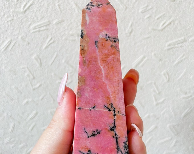 Rhodonite crystal tower chunky crystal tower healing crystal healing journey home decoration