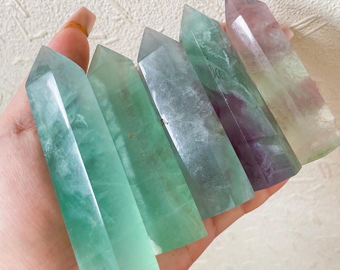 fluorite tower point healing crystal home decoration meditation reiki practice