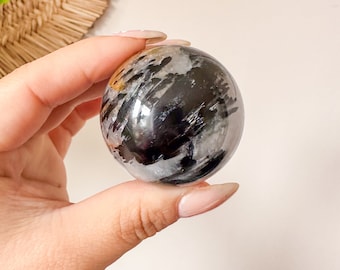 Black Tourmalated quartz crystal sphere | healing crystal home decoration  | birthstone gifts| wedding anniversary gift