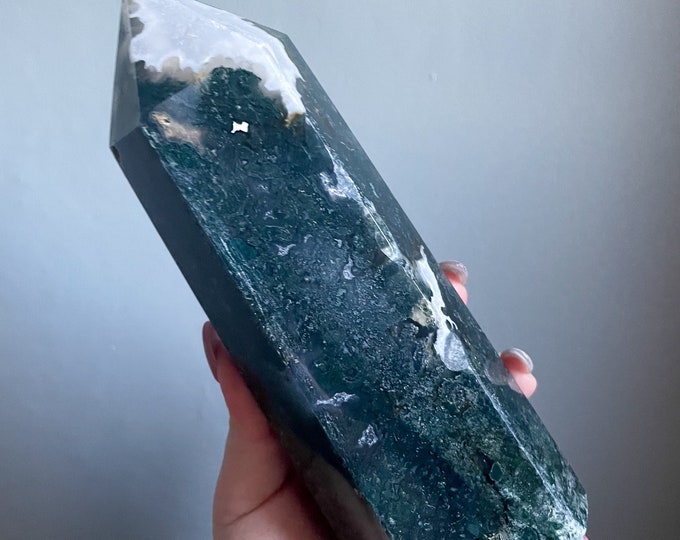 Moss agate crystal tower | moss agate home decoration | moss agate ornament | healing crystal | birthstone gifts| wedding anniversary gift