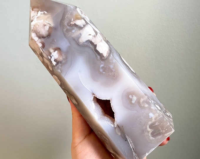 Flower agate crystal tower |cherry blossom agate home decoration | flower agate specimen | healing crystal | birthday gift|anniversary gift