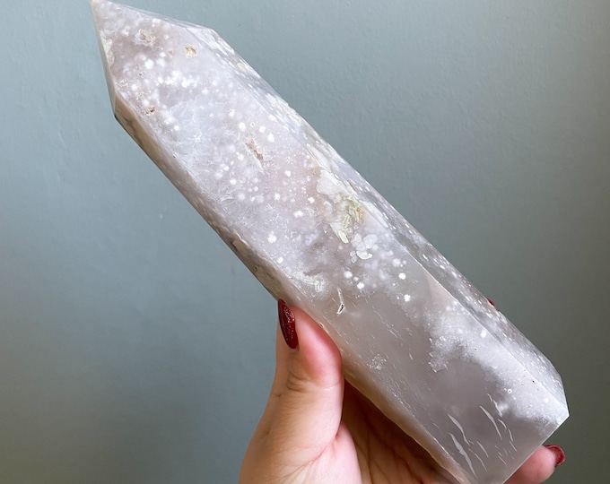Flower agate crystal tower |cherry blossom agate home decoration | flower agate specimen | healing crystal | birthday gift|anniversary gift