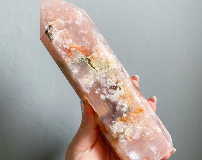 Flower agate crystal |cherry blossom agate home decoration | flower agate specimen | healing crystal | birthday gifts| anniversary gift