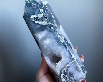 Moss agate crystal tower | moss agate home decoration | moss agate ornament | healing crystal | birthstone gifts| wedding anniversary gift