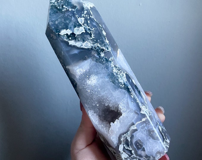 Moss agate crystal tower | moss agate home decoration | moss agate ornament | healing crystal | birthstone gifts| wedding anniversary gift