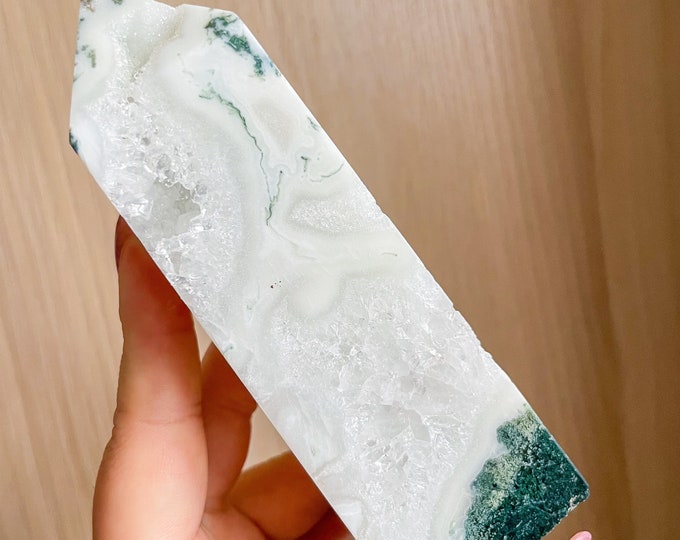 Moss agate crystal tower | moss agate home decoration | moss agate ornament | healing crystal | birthstone gifts| wedding anniversary gift