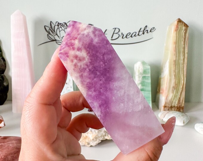 Rare Purple Silk Fluorite Crystal Tower - Stunning Home Decor Piece with Healing Properties