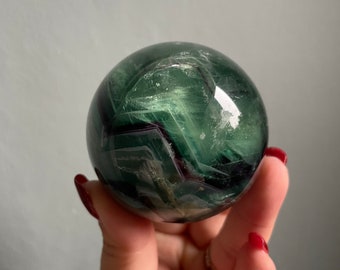 Esfera de fluorita / decoración del hogar de cristal curativo / espécimen de cristal raro / regalos de piedra de nacimiento / regalo de aniversario de bodas