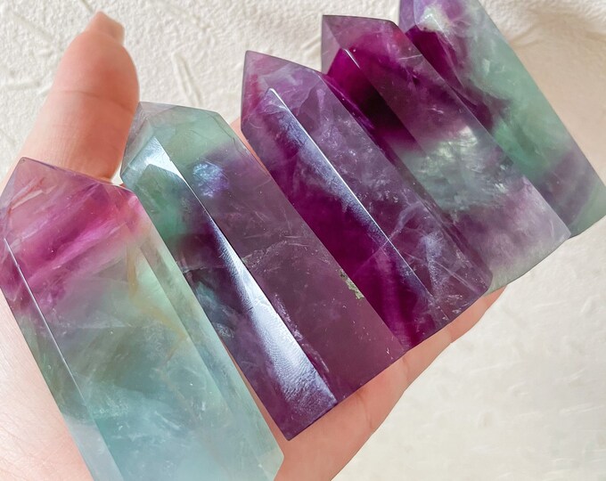 fluorite tower point healing crystal home decoration meditation reiki practice