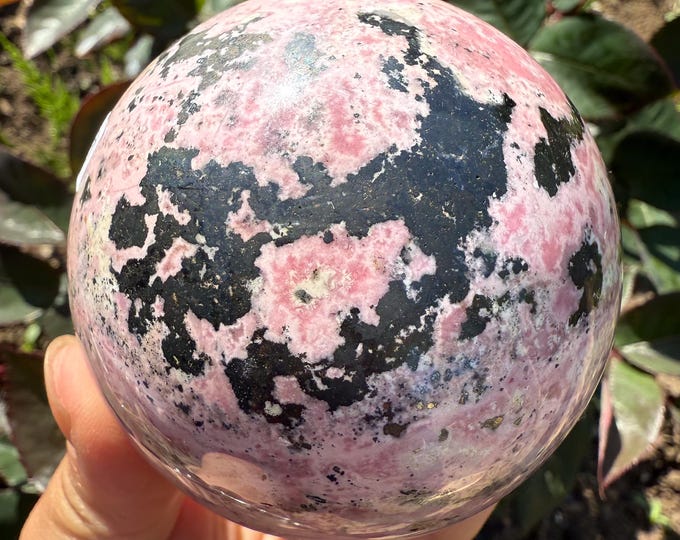 Peruvian Rhodochrosite with pyrite Sphere |pink crystal gift | pink crystal wellbeing home decoration | unique love birthday gift