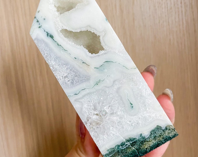 Moss agate crystal tower | moss agate home decoration | moss agate ornament | healing crystal | birthstone gifts| wedding anniversary gift