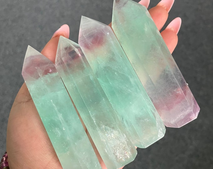 fluorite tower point healing crystal home decoration meditation reiki practice