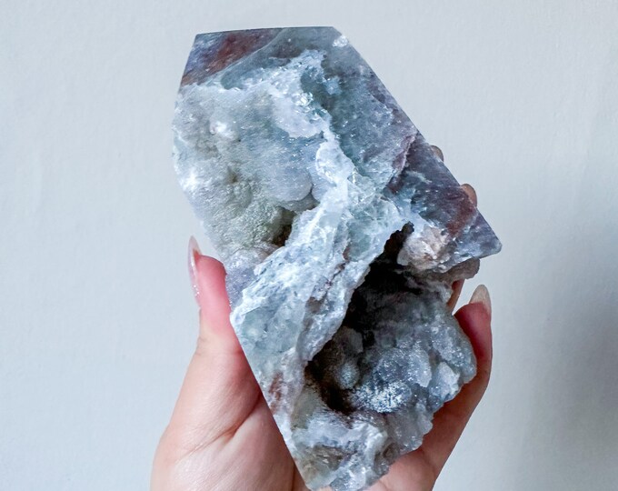 Matrix fluorite with quartz and calcite | rare fluorite crystal tower healing crystal