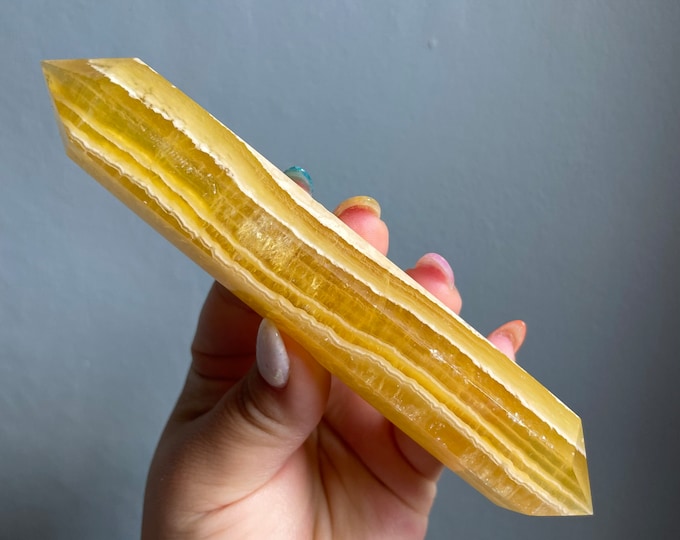 yellow fluorite DT crystal wand | Double terminated crystal wand | crystal healing crystal grid |crystal magic home decoration meditation