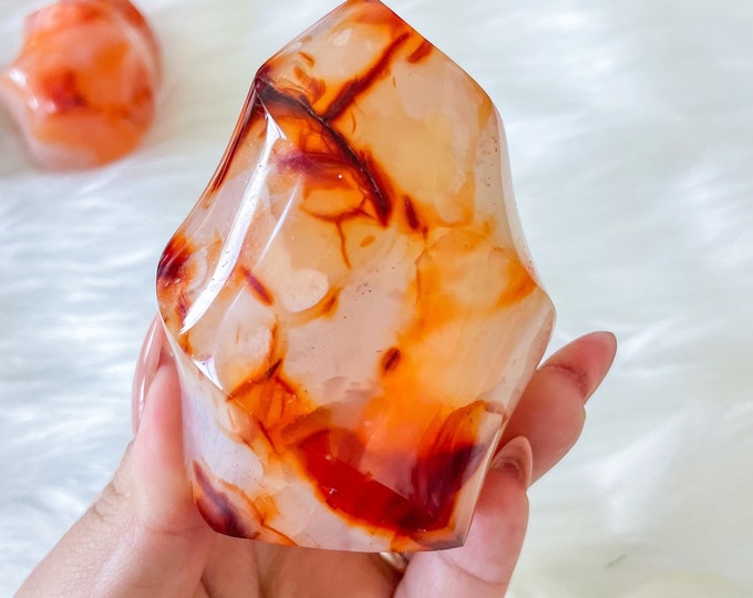 Carnelian crystal flame | Carnelian stone home decoration | carnelian stone healing crystal | birthstone gifts| wedding anniversary gift