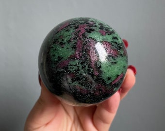 Ruby in zoisite premium crystal sphere healing crystal healing journey home decoration