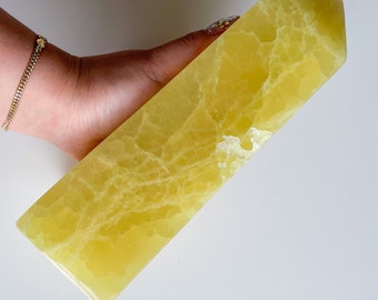 Lemon calcite crystal tower | lemon calcite XL crystal tower ornament healing crystal healing journey home decoration