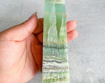 Kiwi calcite crystal tower healing crystal home decor