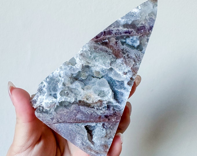 Matrix fluorite with quartz and calcite | rare fluorite crystal tower healing crystal