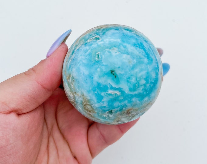 Blue aragonite crystal sphere healing crystal home decor