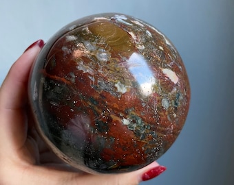 Ocean jasper crystal sphere | healing crystal home decoration |rare crystal specimen | birthstone gifts| wedding anniversary gift