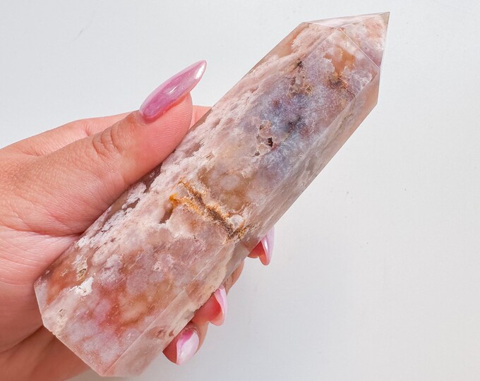 flower agate (PP) Crystal tower | flower agate crystal tower healing crystal home decor |crystal gift |unique home decor|
