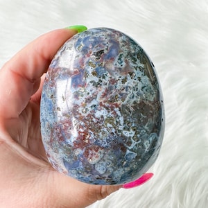 Blue chalcedony Ocean Jasper crystal freeform healing crystal home decor
