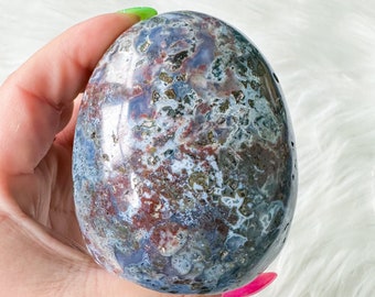 Blue chalcedony Ocean Jasper crystal freeform healing crystal home decor