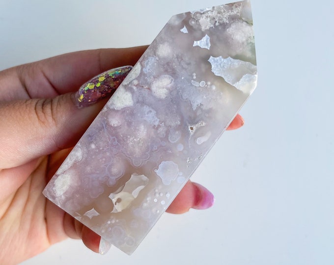 Druzy flower agate geode Crystal tower pink flower agate crystal tower healing crystal home decor