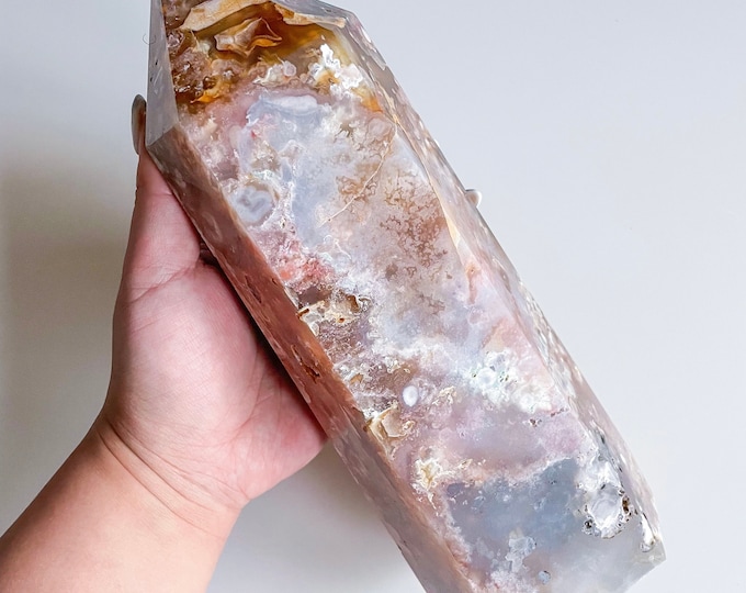 Flower agate crystal |cherry blossom agate home decoration | flower agate specimen | healing crystal | birthday gifts| anniversary gift
