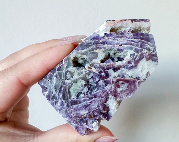 Matrix fluorite with quartz and calcite | rare fluorite crystal tower healing crystal