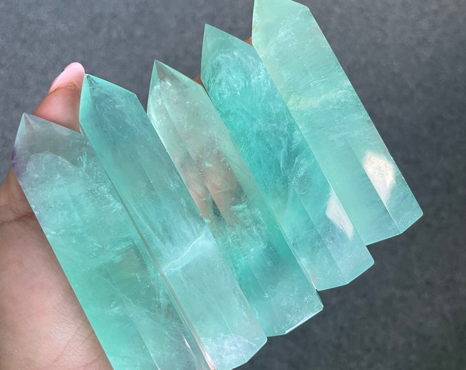 fluorite tower point healing crystal home decoration meditation reiki practice