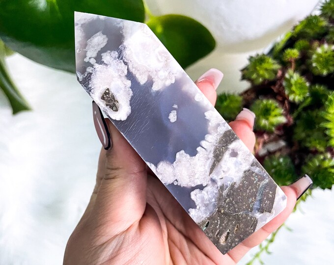 Flower agate crystal tower |cherry blossom agate home decoration | flower agate specimen | healing crystal | birthday gift|anniversary gift
