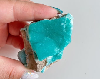 Blue aragonite with azurite and calcite rare crystal specimen