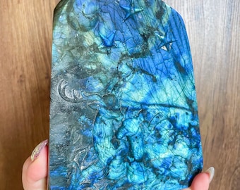 Labradorite hand carving deer freeform Healing Crystal home decor