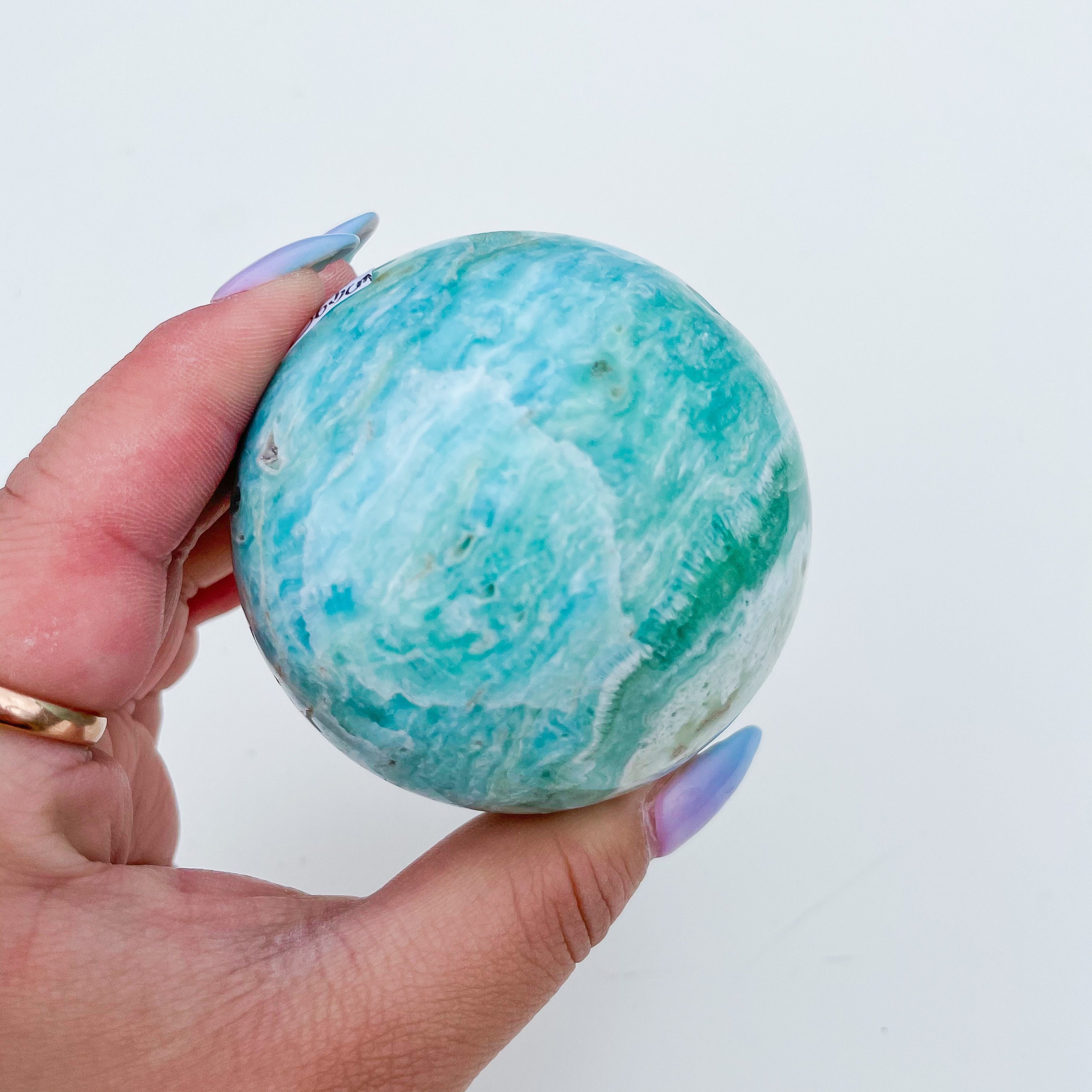 Blue aragonite crystal sphere healing crystal home decor