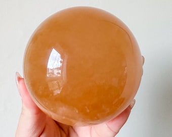 Honey calcite crystal sphere healing crystal home decor