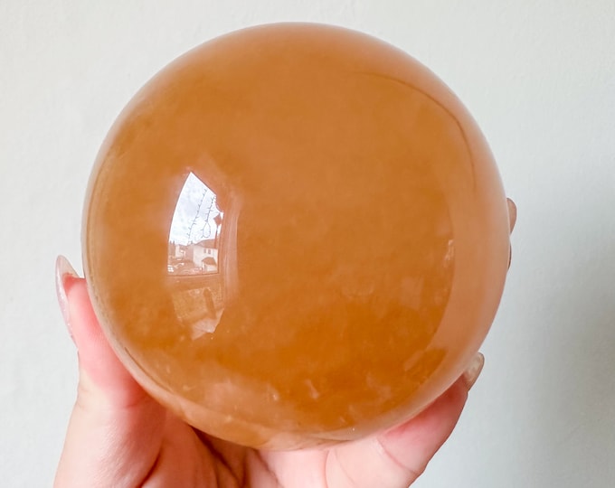 Honey calcite crystal sphere healing crystal home decor