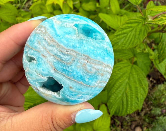 Blue aragonite crystal sphere healing crystal home decor