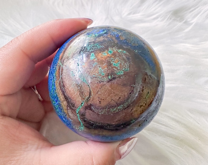 Rare Azurite with Malachite Sphere