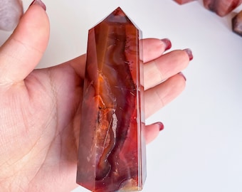 Carnelian crystal tower | Carnelian stone home decoration | carnelian stone healing crystal | birthstone gifts| wedding anniversary gift