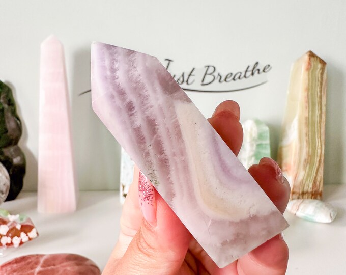 Rare Purple Silk Fluorite Crystal Tower - Stunning Home Decor Piece with Healing Properties