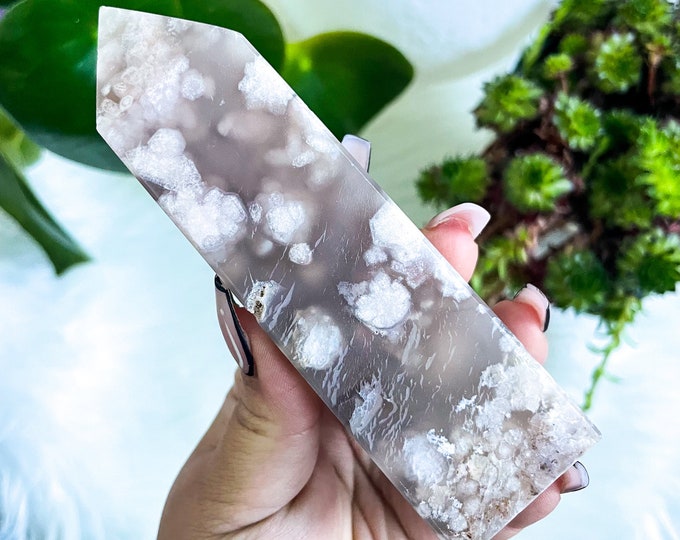 Flower agate crystal tower |cherry blossom agate home decoration | flower agate specimen | healing crystal | birthday gift|anniversary gift