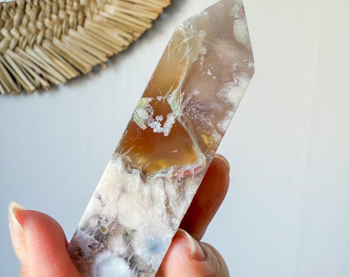 Flower agate geode Crystal tower (LY)  | High-quality flower agate crystal tower healing crystal home decor