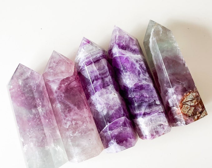 fluorite tower point healing crystal home decoration meditation reiki practice