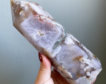 Flower agate crystal tower |cherry blossom agate home decoration | flower agate specimen | healing crystal | birthday gift|anniversary gift