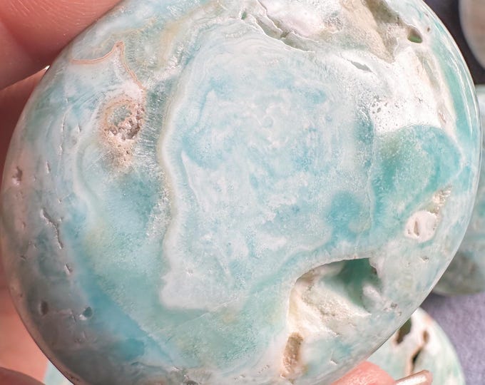Reiki Healing Blue aragonite palm stone- Throat chakra& root chakra Healing crystal