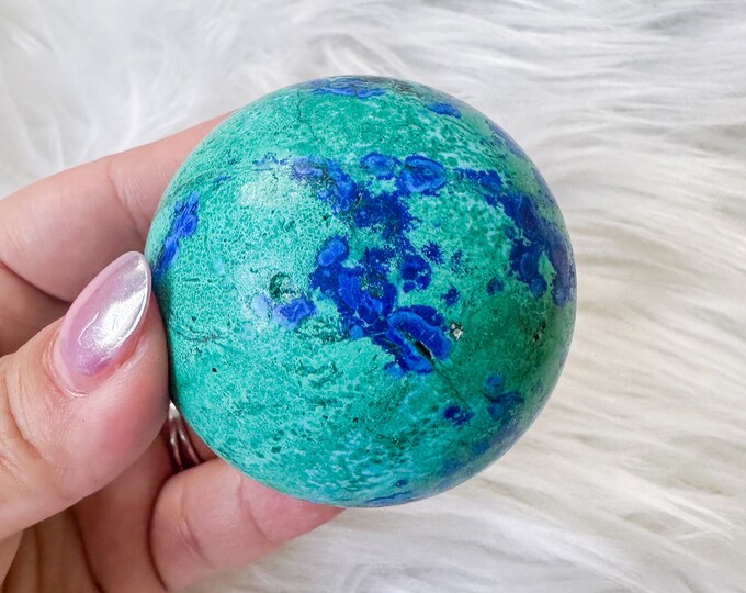 Rare Azurite with Malachite Sphere